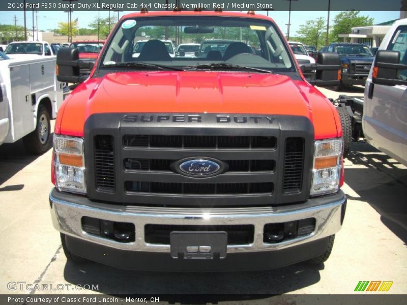 Vermillion Red / Medium Stone 2010 Ford F350 Super Duty XL Regular Cab 4x4 Chassis