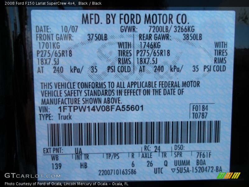 Black / Black 2008 Ford F150 Lariat SuperCrew 4x4