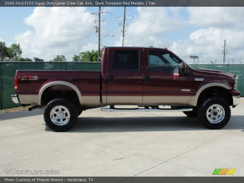 Dark Toreador Red Metallic / Tan 2006 Ford F250 Super Duty Lariat Crew Cab 4x4