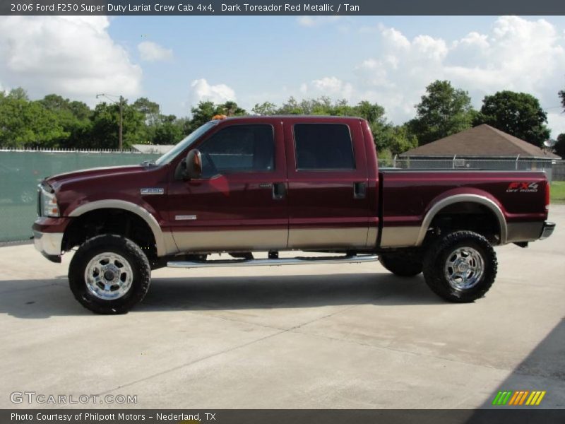 Dark Toreador Red Metallic / Tan 2006 Ford F250 Super Duty Lariat Crew Cab 4x4