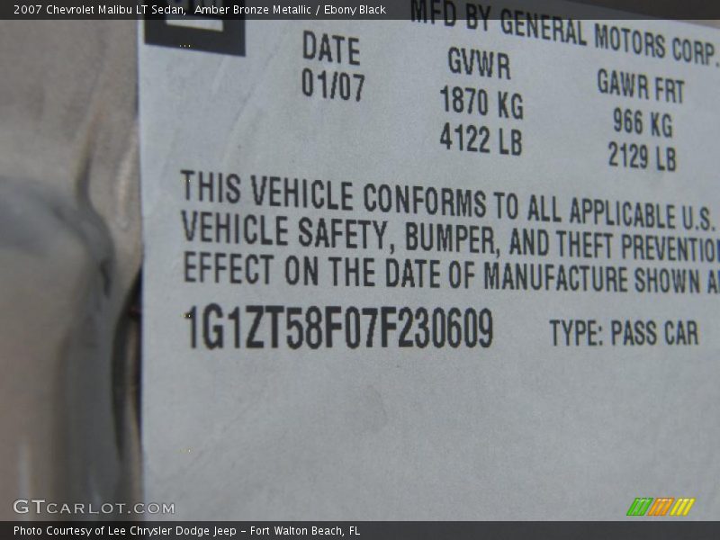 Amber Bronze Metallic / Ebony Black 2007 Chevrolet Malibu LT Sedan