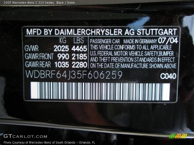 Black / Stone 2005 Mercedes-Benz C 320 Sedan