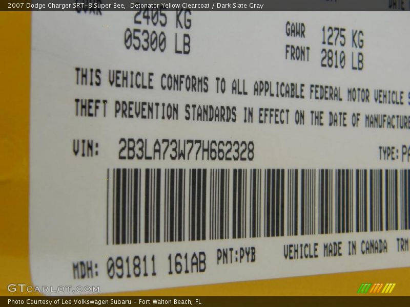 Detonator Yellow Clearcoat / Dark Slate Gray 2007 Dodge Charger SRT-8 Super Bee