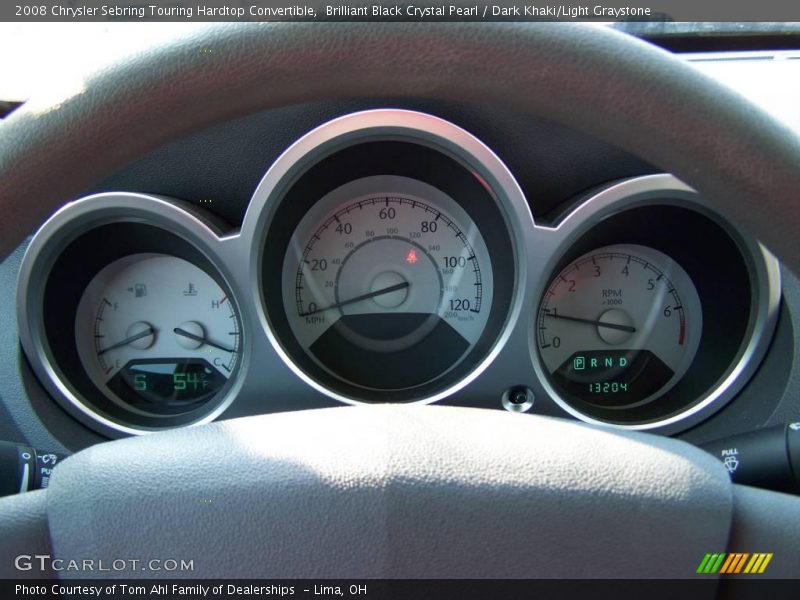 Brilliant Black Crystal Pearl / Dark Khaki/Light Graystone 2008 Chrysler Sebring Touring Hardtop Convertible
