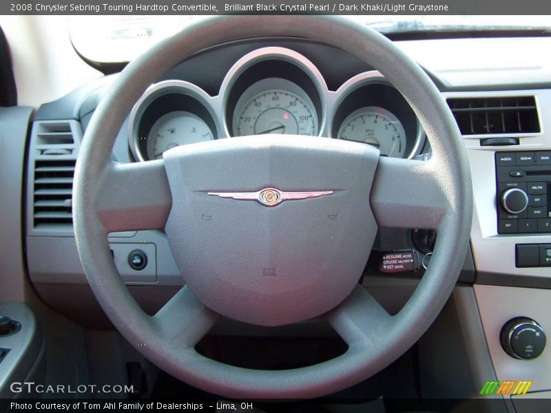 Brilliant Black Crystal Pearl / Dark Khaki/Light Graystone 2008 Chrysler Sebring Touring Hardtop Convertible