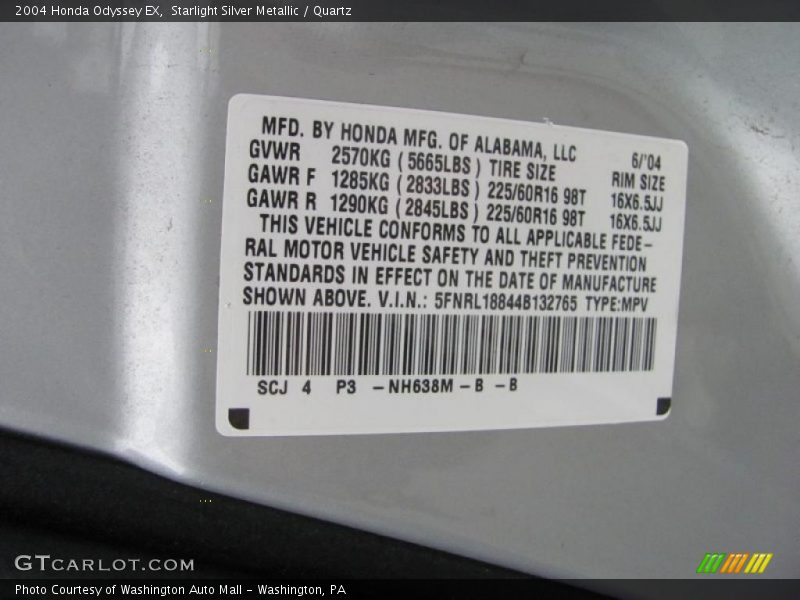 Starlight Silver Metallic / Quartz 2004 Honda Odyssey EX