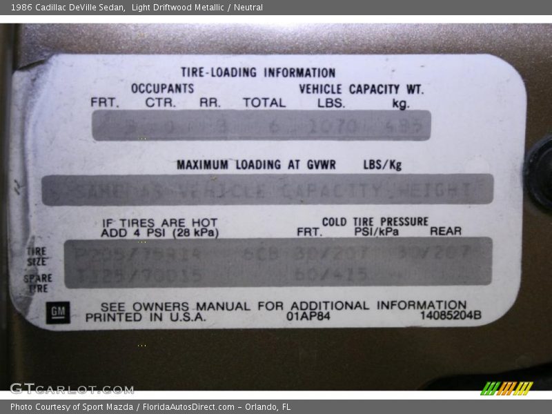 Light Driftwood Metallic / Neutral 1986 Cadillac DeVille Sedan