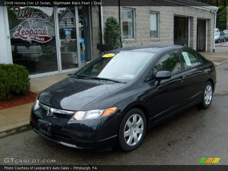 Nighthawk Black Pearl / Gray 2008 Honda Civic LX Sedan