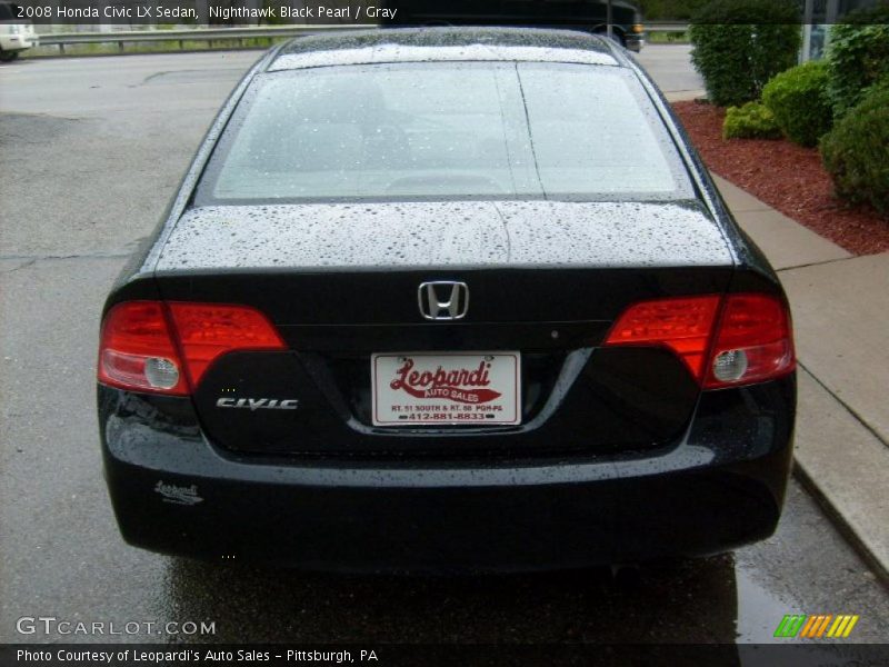Nighthawk Black Pearl / Gray 2008 Honda Civic LX Sedan