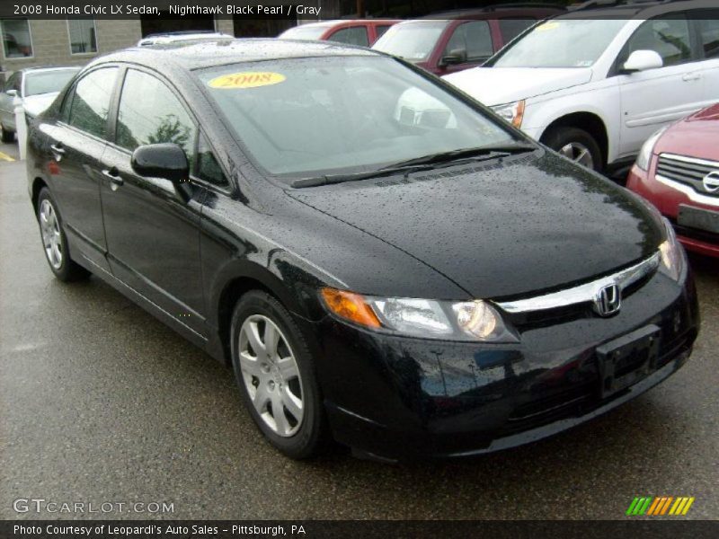 Nighthawk Black Pearl / Gray 2008 Honda Civic LX Sedan