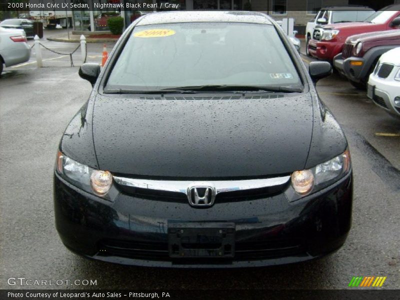 Nighthawk Black Pearl / Gray 2008 Honda Civic LX Sedan