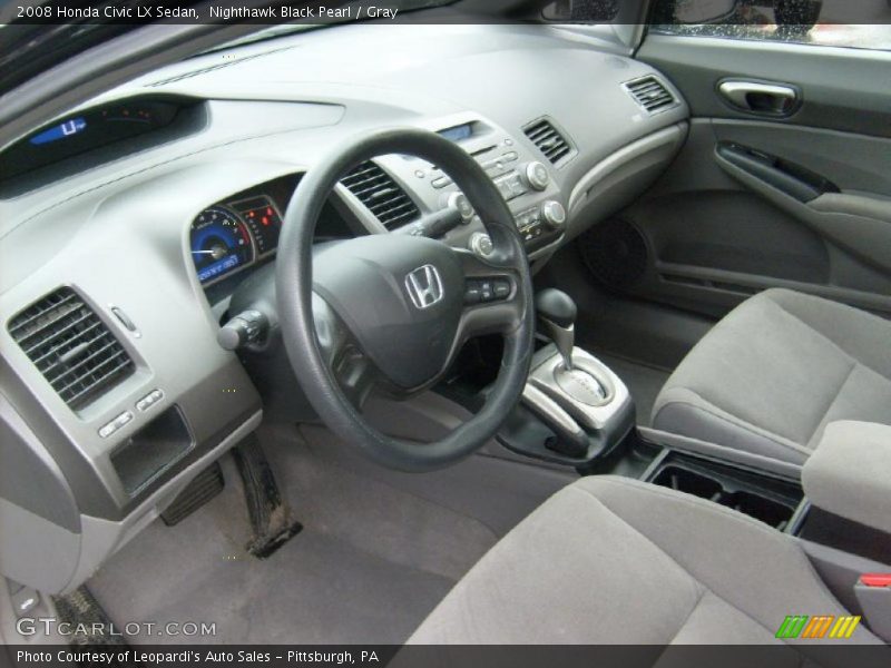 Nighthawk Black Pearl / Gray 2008 Honda Civic LX Sedan