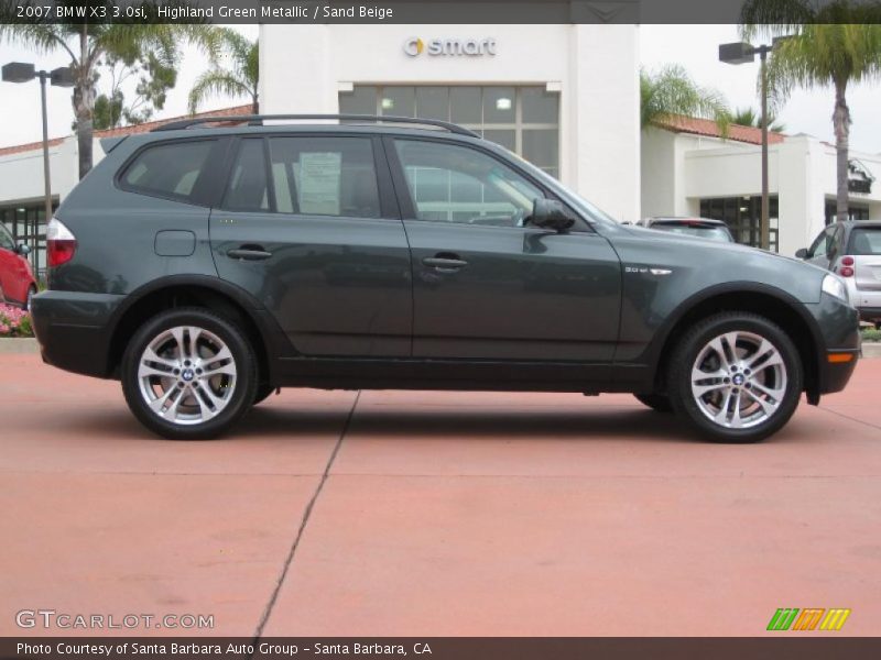 Highland Green Metallic / Sand Beige 2007 BMW X3 3.0si