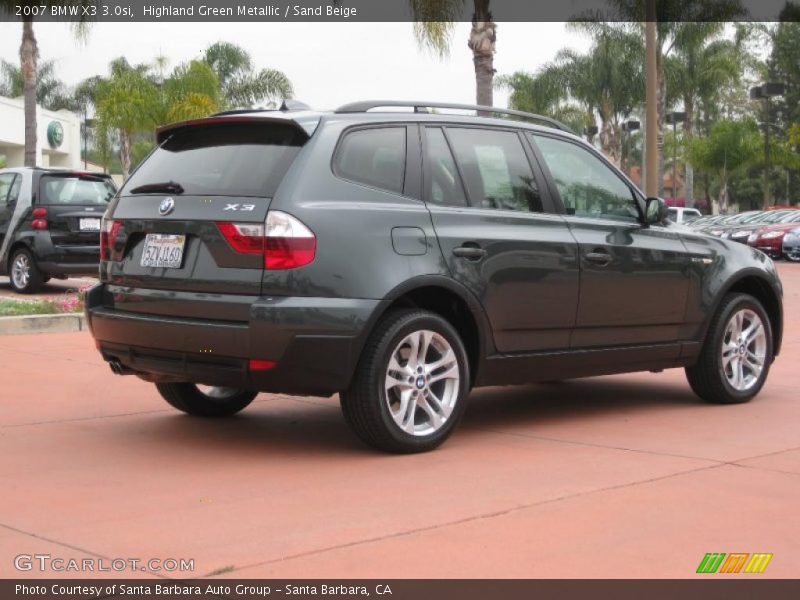 Highland Green Metallic / Sand Beige 2007 BMW X3 3.0si