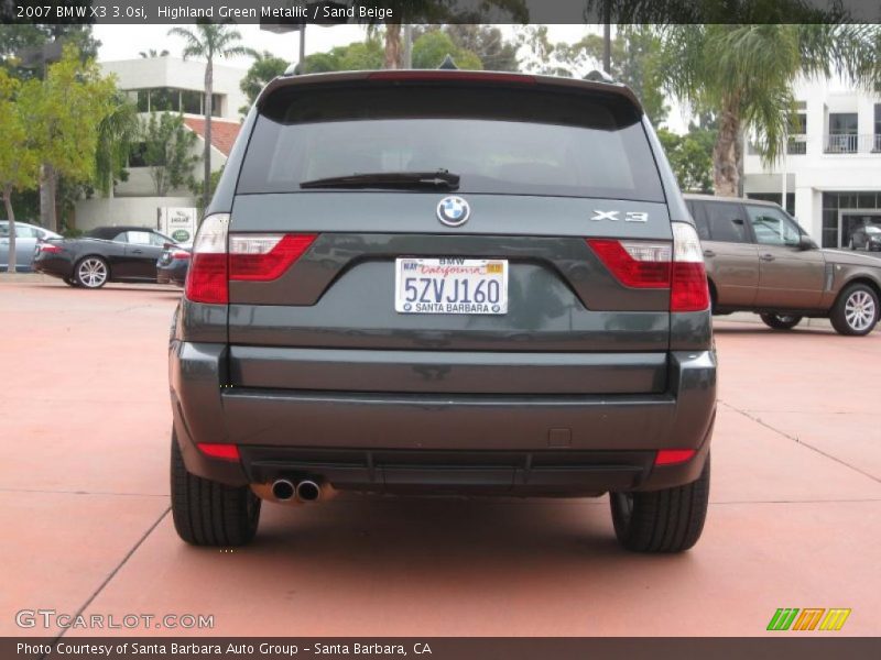 Highland Green Metallic / Sand Beige 2007 BMW X3 3.0si
