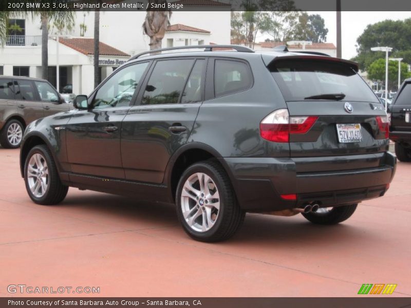 Highland Green Metallic / Sand Beige 2007 BMW X3 3.0si