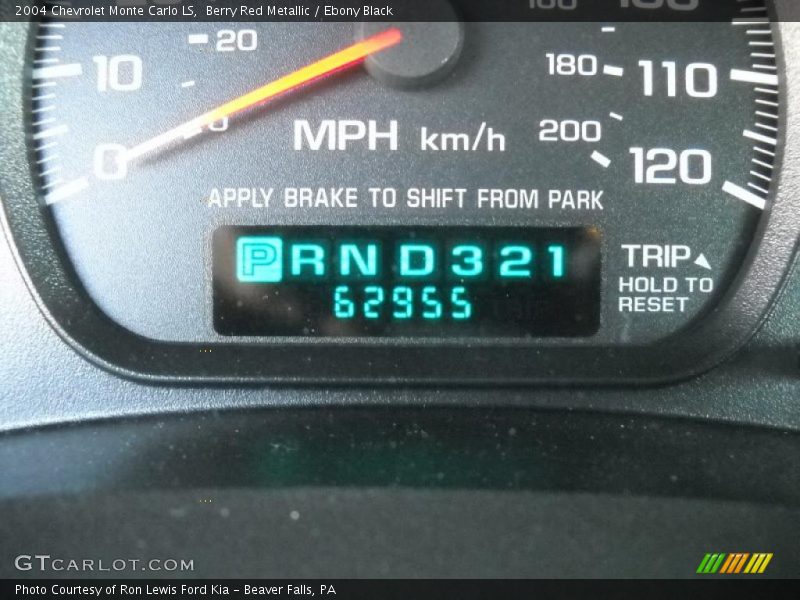 Berry Red Metallic / Ebony Black 2004 Chevrolet Monte Carlo LS
