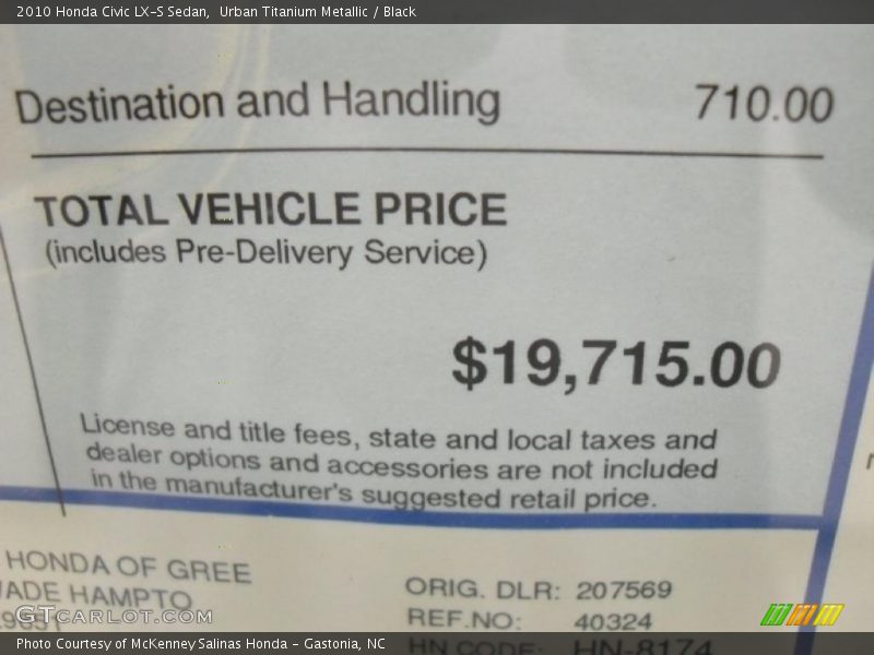 Urban Titanium Metallic / Black 2010 Honda Civic LX-S Sedan