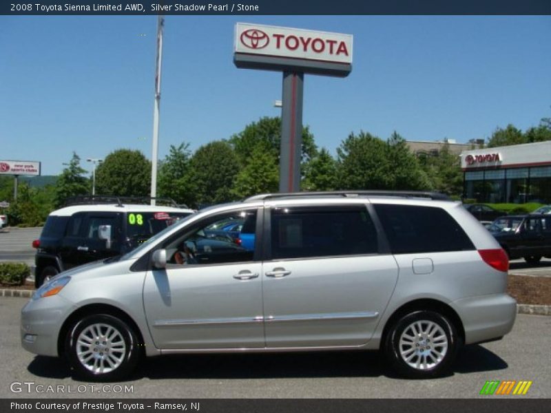 Silver Shadow Pearl / Stone 2008 Toyota Sienna Limited AWD
