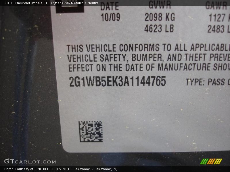 Cyber Gray Metallic / Neutral 2010 Chevrolet Impala LT