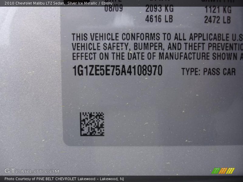 Silver Ice Metallic / Ebony 2010 Chevrolet Malibu LTZ Sedan