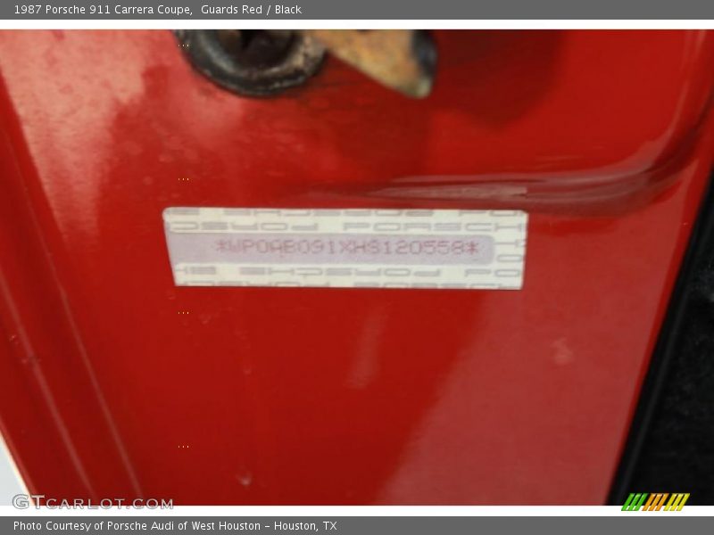 Guards Red / Black 1987 Porsche 911 Carrera Coupe