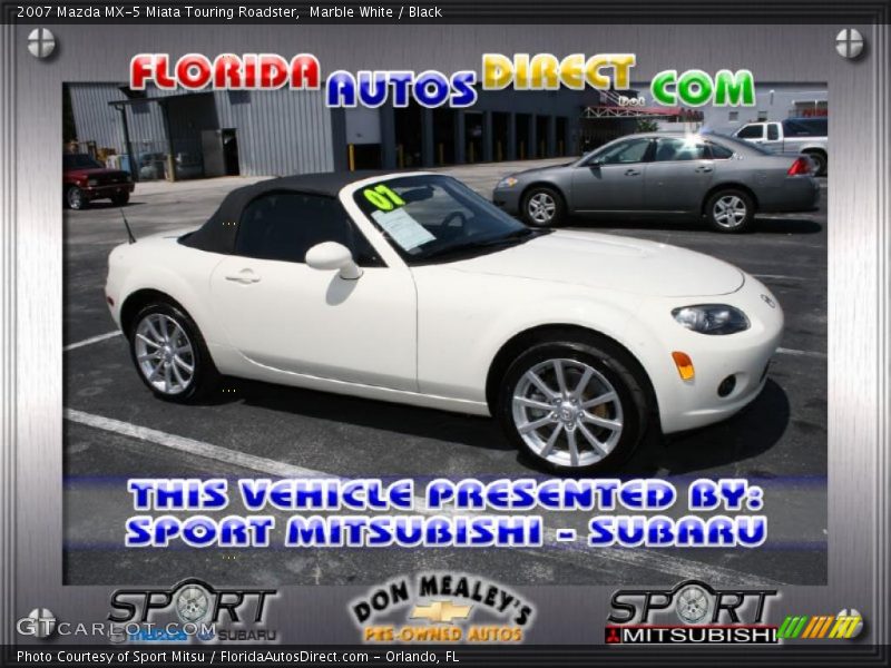 Marble White / Black 2007 Mazda MX-5 Miata Touring Roadster