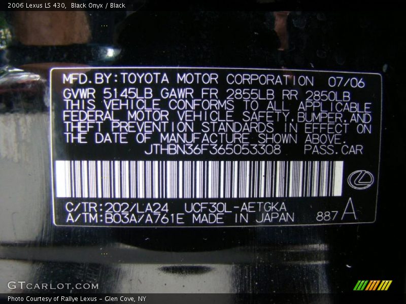 Black Onyx / Black 2006 Lexus LS 430