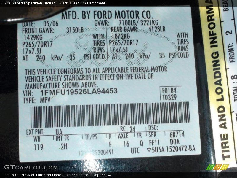 Black / Medium Parchment 2006 Ford Expedition Limited