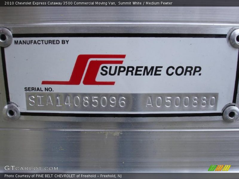 Summit White / Medium Pewter 2010 Chevrolet Express Cutaway 3500 Commercial Moving Van