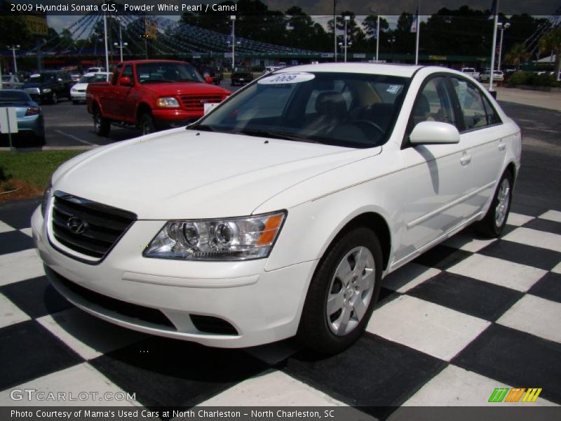Powder White Pearl / Camel 2009 Hyundai Sonata GLS