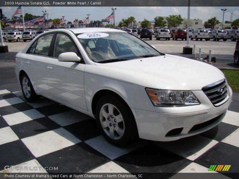 Powder White Pearl / Camel 2009 Hyundai Sonata GLS