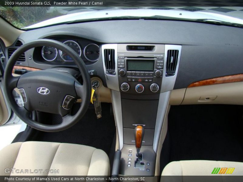 Powder White Pearl / Camel 2009 Hyundai Sonata GLS