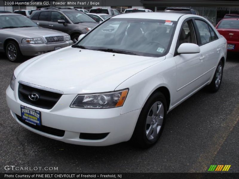Powder White Pearl / Beige 2008 Hyundai Sonata GLS