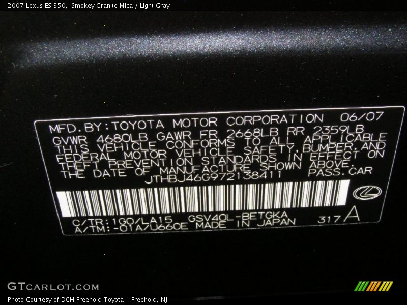 Smokey Granite Mica / Light Gray 2007 Lexus ES 350