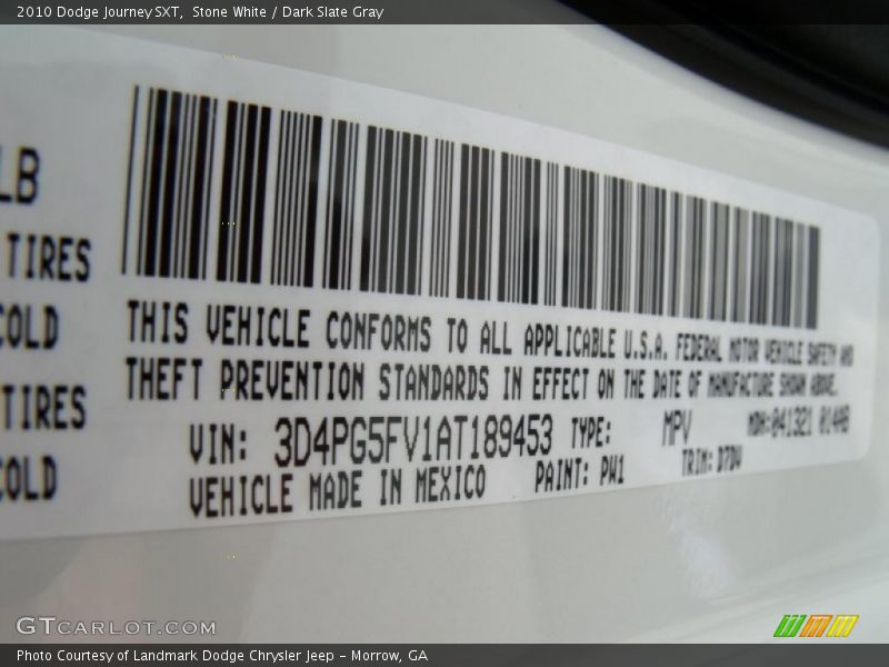 Stone White / Dark Slate Gray 2010 Dodge Journey SXT