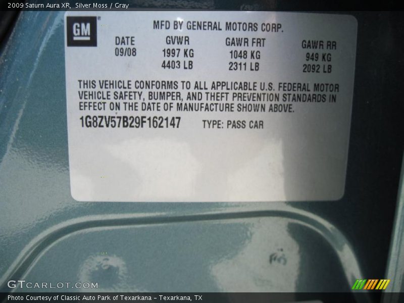 Silver Moss / Gray 2009 Saturn Aura XR