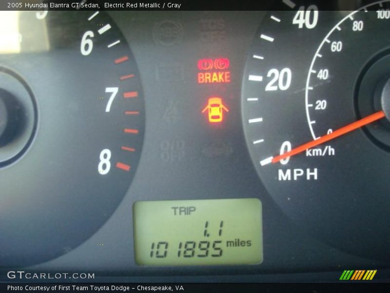 Electric Red Metallic / Gray 2005 Hyundai Elantra GT Sedan