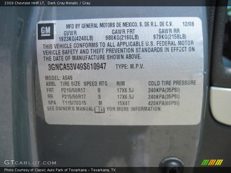 Dark Gray Metallic / Gray 2009 Chevrolet HHR LT