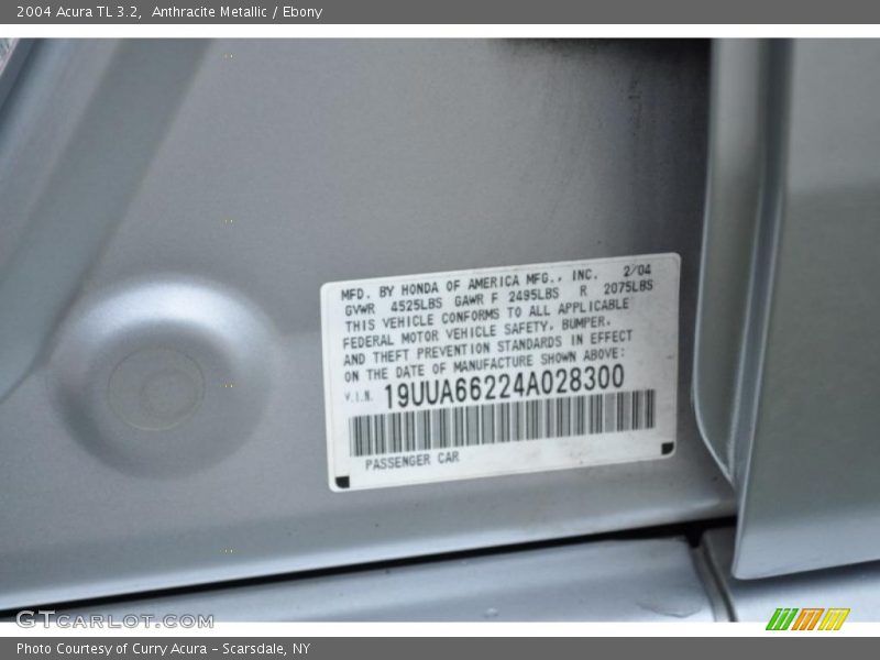 Anthracite Metallic / Ebony 2004 Acura TL 3.2