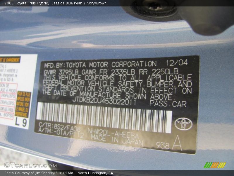 Seaside Blue Pearl / Ivory/Brown 2005 Toyota Prius Hybrid