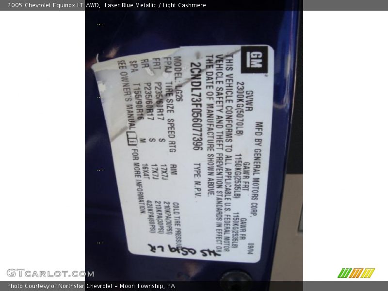 Laser Blue Metallic / Light Cashmere 2005 Chevrolet Equinox LT AWD