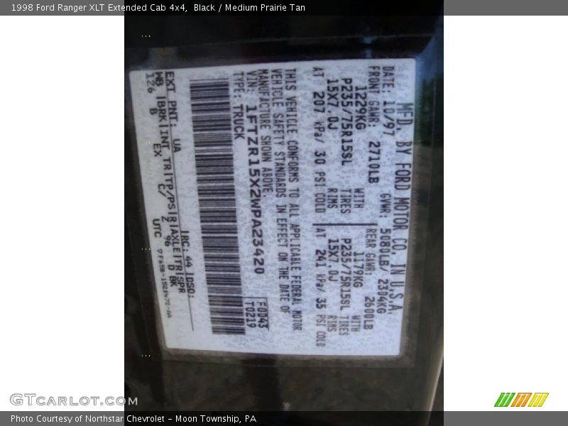 Black / Medium Prairie Tan 1998 Ford Ranger XLT Extended Cab 4x4
