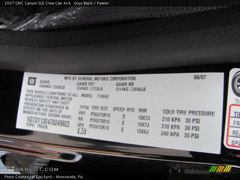 Onyx Black / Pewter 2007 GMC Canyon SLE Crew Cab 4x4