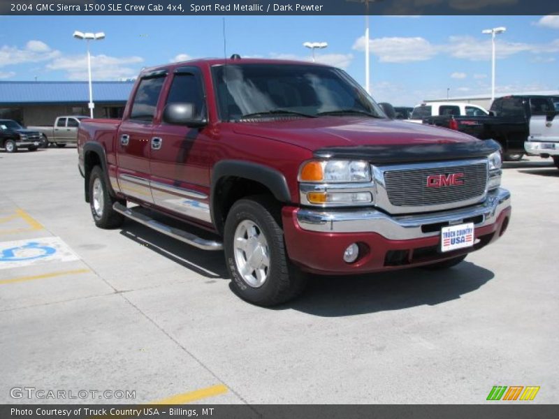 Sport Red Metallic / Dark Pewter 2004 GMC Sierra 1500 SLE Crew Cab 4x4