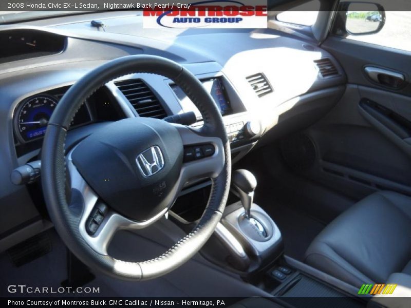 Nighthawk Black Pearl / Gray 2008 Honda Civic EX-L Sedan