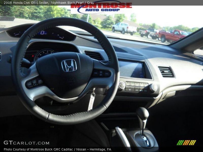 Nighthawk Black Pearl / Gray 2008 Honda Civic EX-L Sedan