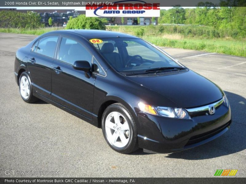 Nighthawk Black Pearl / Gray 2008 Honda Civic EX-L Sedan