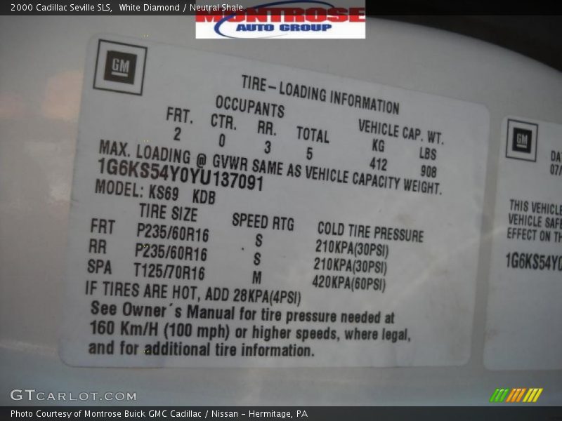 White Diamond / Neutral Shale 2000 Cadillac Seville SLS
