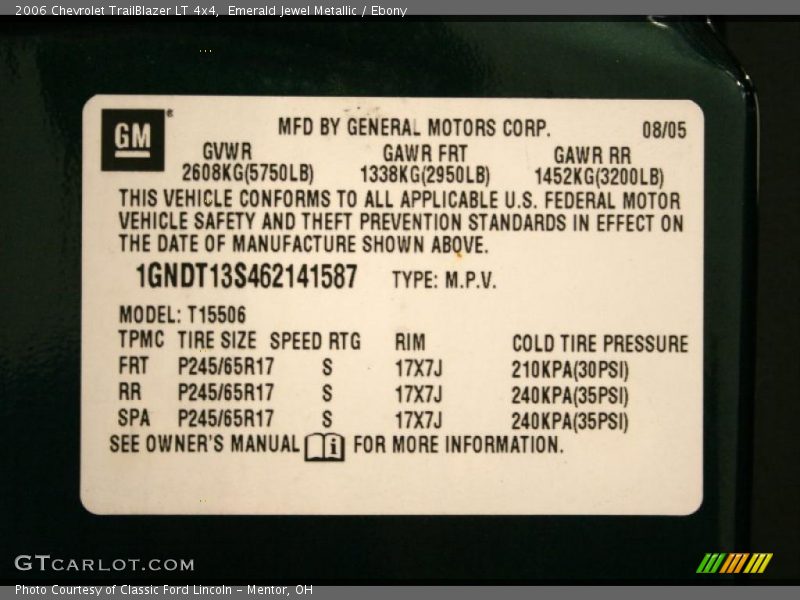 Emerald Jewel Metallic / Ebony 2006 Chevrolet TrailBlazer LT 4x4